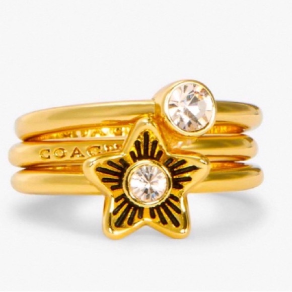 Coach Jewelry Coach Wildflower Stackable Ring Set Of 3 Gold Nwot
